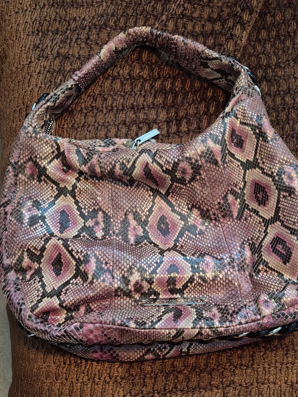 Michael Kors Purple  Pink & Black Python Print Hobo Bag